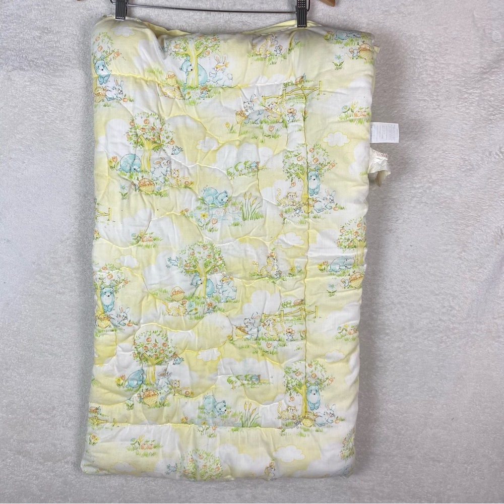Vintage 1970s Toddler/Baby‎ Sleeping Bag Quilted Zip-Up Playing Animals Print